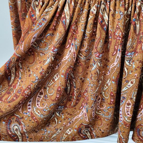 Melloday Women Smocked Peplum Top L boho Floral Cottage Country Fall - Picture 7 of 14